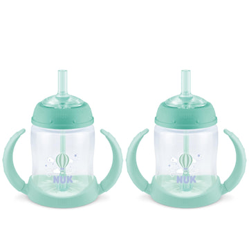 Nuk Learner Straw Cup, 5Oz, 2-Pack - Toddler Sippy Cup With Soft Straw For Easy Drinking, Suitable For Ages 8 Months And Up, Gre