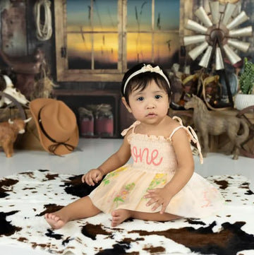 Titkkop Baby Girl 1St Birthday Clothes One Year Old Tulle Romper Sleeveless Bodysuit Cake Smash Outfits(Apricot1,12-18M)