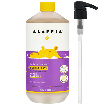 Alaffia Everyday Shea Bubble Bath Lemon Lavender, 32 Fl Oz, Calming Lemon Balm With Lavender Oil, Soft Moisturized Skin, Ma