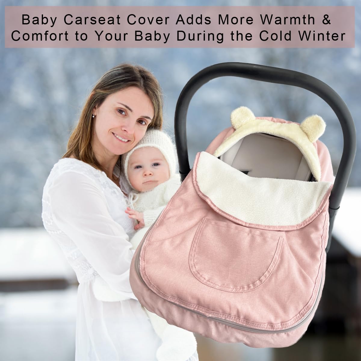 Car Seat Covers For Babies,Winter Baby Car Seat Cover Infant Carseat Covers Canopy,Universal Baby Carrier Cover For Girl Boy Car