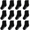 Aroveea Non Slip Grip Ankle Baby Socks 1-3 Years Old Black For Toddler Boys And Girls Kids Socks 12 Pack,Infant Cute Cotton Baby