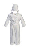 White Round Tail Satin 5 Piece Tuxedo With An Embroidered Cross And Hat - L (9-12 Month)