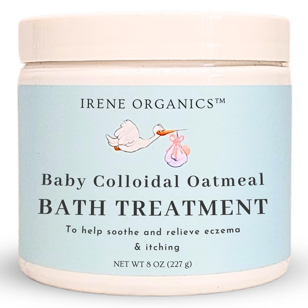 Oatmeal Baby Bath Powder For Eczema By Irene Organics - Colloidal Oatmeal For Soothing Treatment Of Eczema, Diaper Rash, Dry Ski