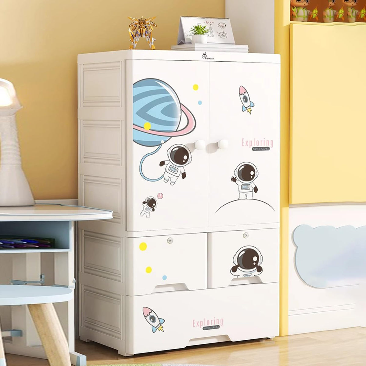 R For Rabbit Kiddo Korner Stellar Wardrobe For Kids Clothes Almirah Cupboard | Multipurpose Baby Toys/Books/Accessories Storage