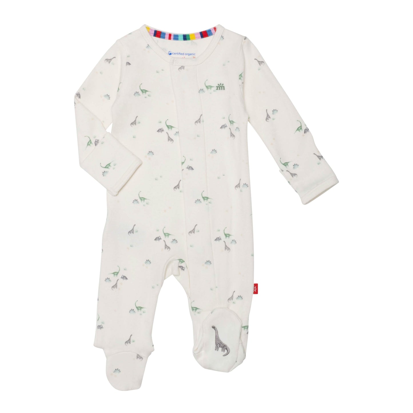 Magnetic Me 100% Organic Cotton Magnetic Baby Footie Pajamas | Super Soft Cotton Fabric | Tiny Diny | 3-6 Months