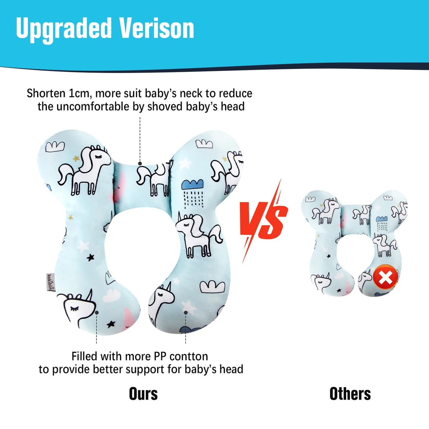 Kakiblin Baby Neck Pillow, Baby Travel Pillow, Baby Support Pillow,Upgraded Baby Neck Pillows For Car Seat Toddler Head And Neck