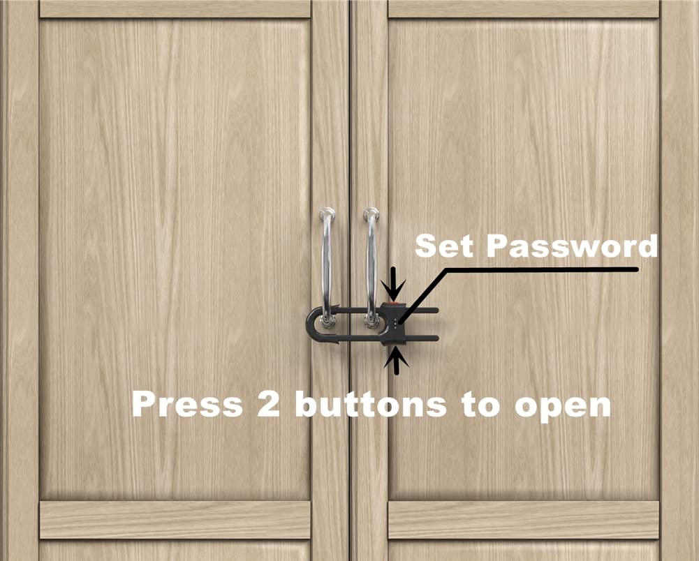 Child Proof Sliding Cabinet Door Code Locks Baby Safety Cupboard Locks Adjustable U Shaped Cabinet Latches For Knob Handle Drawe