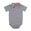 Teach Leanbh Baby Boys Pure Color Cotton Short Long Sleeve Polo Bodysuit 3-24 Months (Grey, 9 Months)