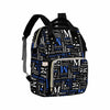 Artsadd Personalized Nappy Bag Large Capacity Baby Diaper Bags, Blue And Black Daypack Custom Monogrammed Diaper Backpack For Da