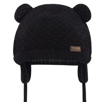 Duoyeree Kids Baby Hat Soft Warm Cable Knit Beanie Toddler Girl Fall Winter Hats(Black,6-12 Months)
