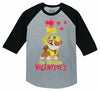 Paw Patrol Girls Boys Valentines Day Shirt Mighty Pups Valentine'S Toddler Kids Raglan 3/4 Sleeve T-Shirt 2T Dark Gray