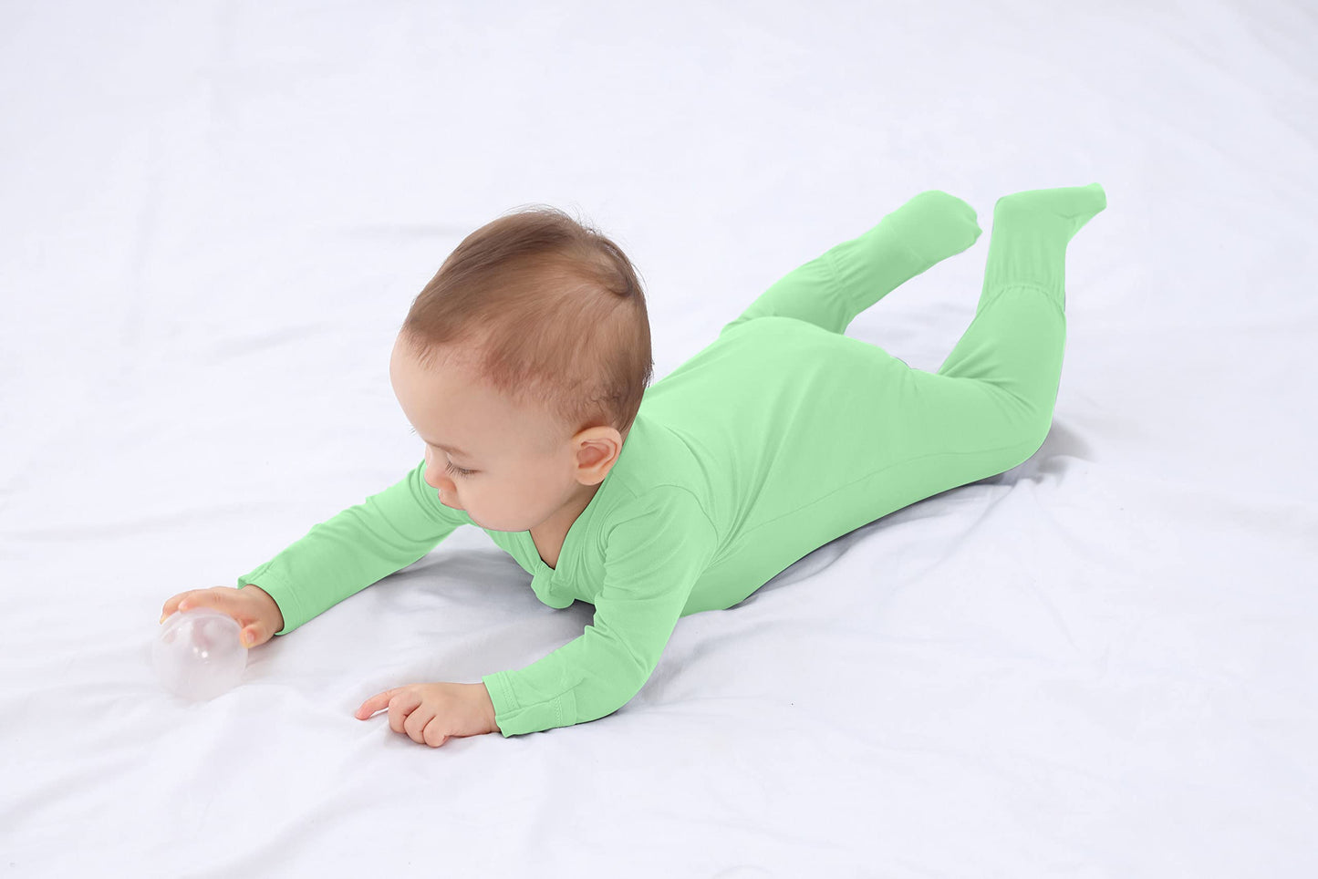 Guisby Baby Girls Long Sleeve Sleeper, 3-Pack Sleep N' Play Footies Pajamas Multipack 6-12 Months