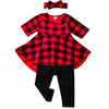 Fioukiay Toddler Baby Girls-Christmas-Outfits-Boutique-Clothes 3Pc T-Shirt Buffalo Plaids Tunic Dress Top Leggings Pants Headban