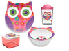 Tarhong 4 Piece Friendly Faces New Zoo Owl Children'S Dinnerware Set, Multicolored, Melamine