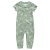 Owlivia Baby Boy Romper, Unisex Short-Sleeve Summer Outfit, 100% Organic Cotton Boy One-Piece Jumpsuit(6-12 Months, Feather Gree