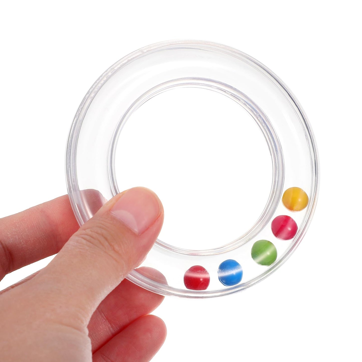 Toyvian 6Pcs Baby Toy Rings, Baby Rattles Plastic Clear Hand Bell Shaker, Rattle Inserts for Baby Toys, Developmental Baby Toy f
