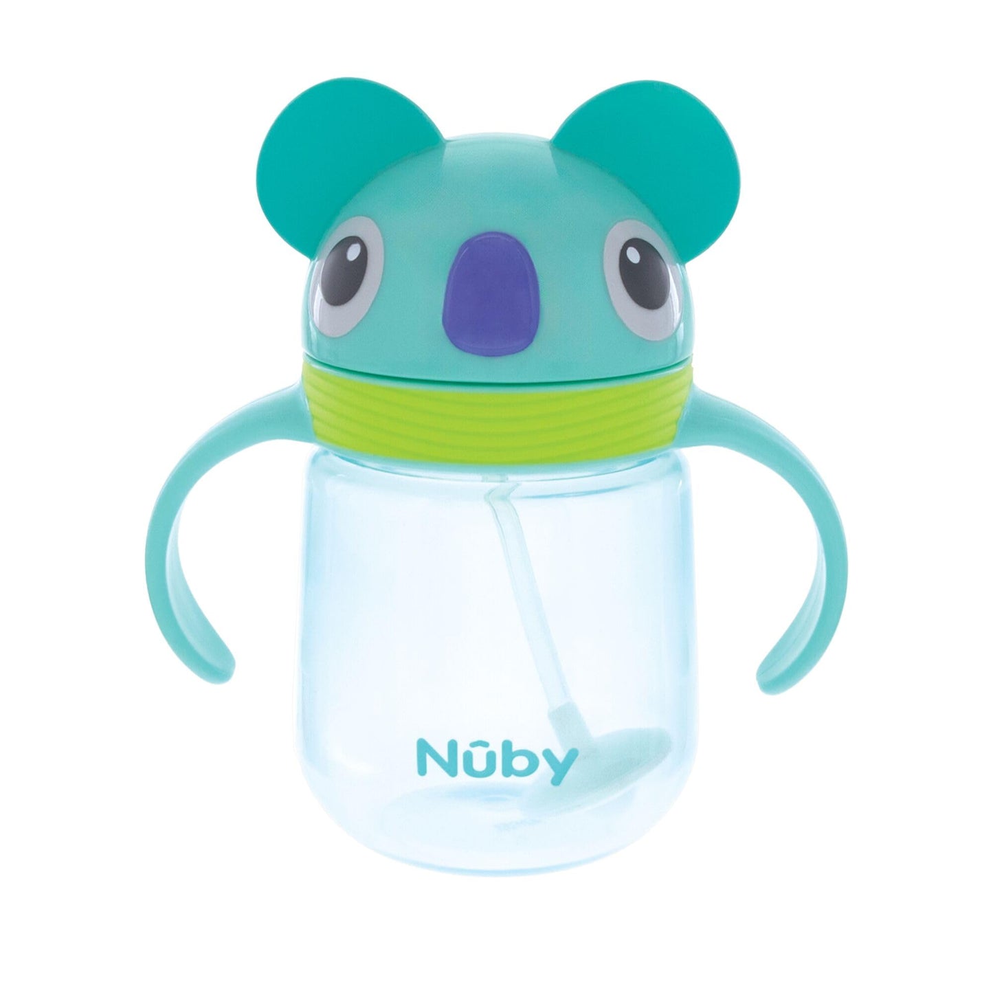 Nuby No-Spill Clik-it Silicone Straw Trainer Cup - 8 oz - 360 Weighted Straw Toddler Sippy Cup for 1+ Year Old - Koala