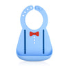 Nuby 3D Soft Silicone Baby Bib With Scoop - Silicone Bib For Toddlers And Babies 6+ Months - Suspenders And Bow Tie