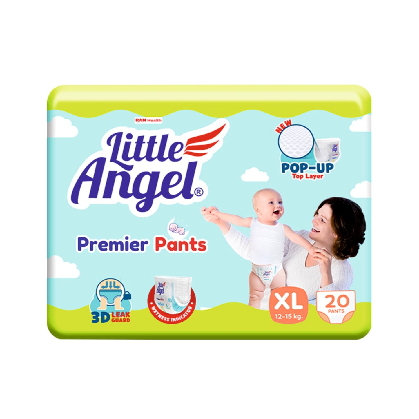 Little Angel Premier Pants Baby Diapers, Extra Large (Xl) Size, 20 Count, Cottony Soft Material, Breathable, Extra Dry Core, Str