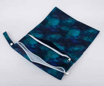Medium Wet Dry Bag Baby Cloth Diaper Nappy Insert Bag Reusable Washable (Whales Stars)