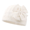 Winter Warm Knitted Baby Hat For Girls Cotton Lined Infant Toddler Girls Hat Autumn Cute Bow Classic Girls Beanie 0-6Y(S,White)