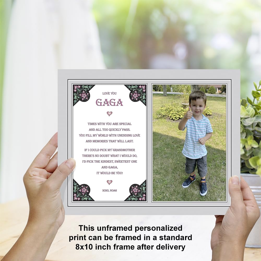 Sweet Gift For Gaga From Grandchild For Grandparents Day, Christmas Or Birthday, Personalized 8X10 Inch Custom Print