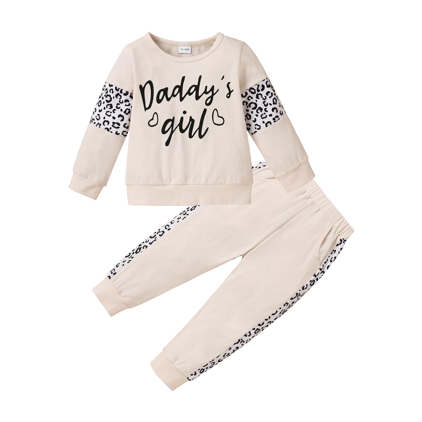 Wesidom 2T Girl Clothes Toddler Girl Clothes 3T Girl Clothes Fall/Winter Toddler Girl Clothing Set Beige Baby Girl Sweatsuit