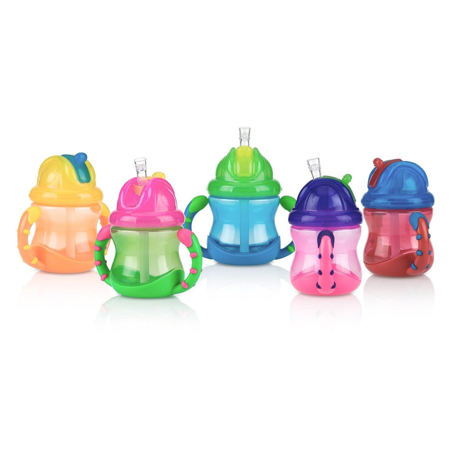 Nuby Two-Handle Flip N Sip Straw Cup, 8 Ounce, Colors May Vary
