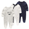 Newborn Baby Boy Girl Cotton Bodysuit Long Sleeve Jumpsuit 3-Pack Outfits Clothes Long Sleeve Baby Bodysuit White