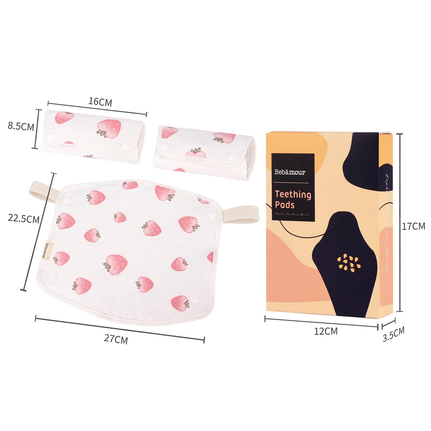 Bebamour Drool And Teething Reversible Cotton Pad For All Carry Positions Baby Carrier White Drool Bib For Boys & Girls(Strawber