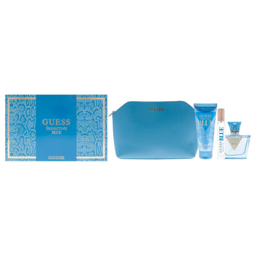 Guess Seductive Blue by Guess for Women - 4 Pc Gift Set 2.5oz EDT Spray, 3.4oz Body Lotion, 0.5oz EDT Spray, Pouch