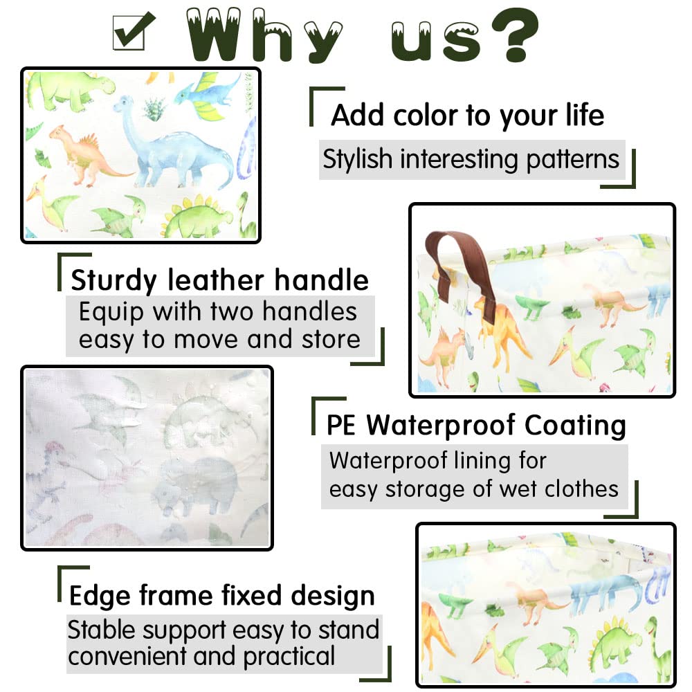 Fxocshe Rectangle Dinosaur Basket,Kids Toy Storage Bin,Storage Basket Bins Organizer For Boys Nursery Hamper,Baby Room Decor,She