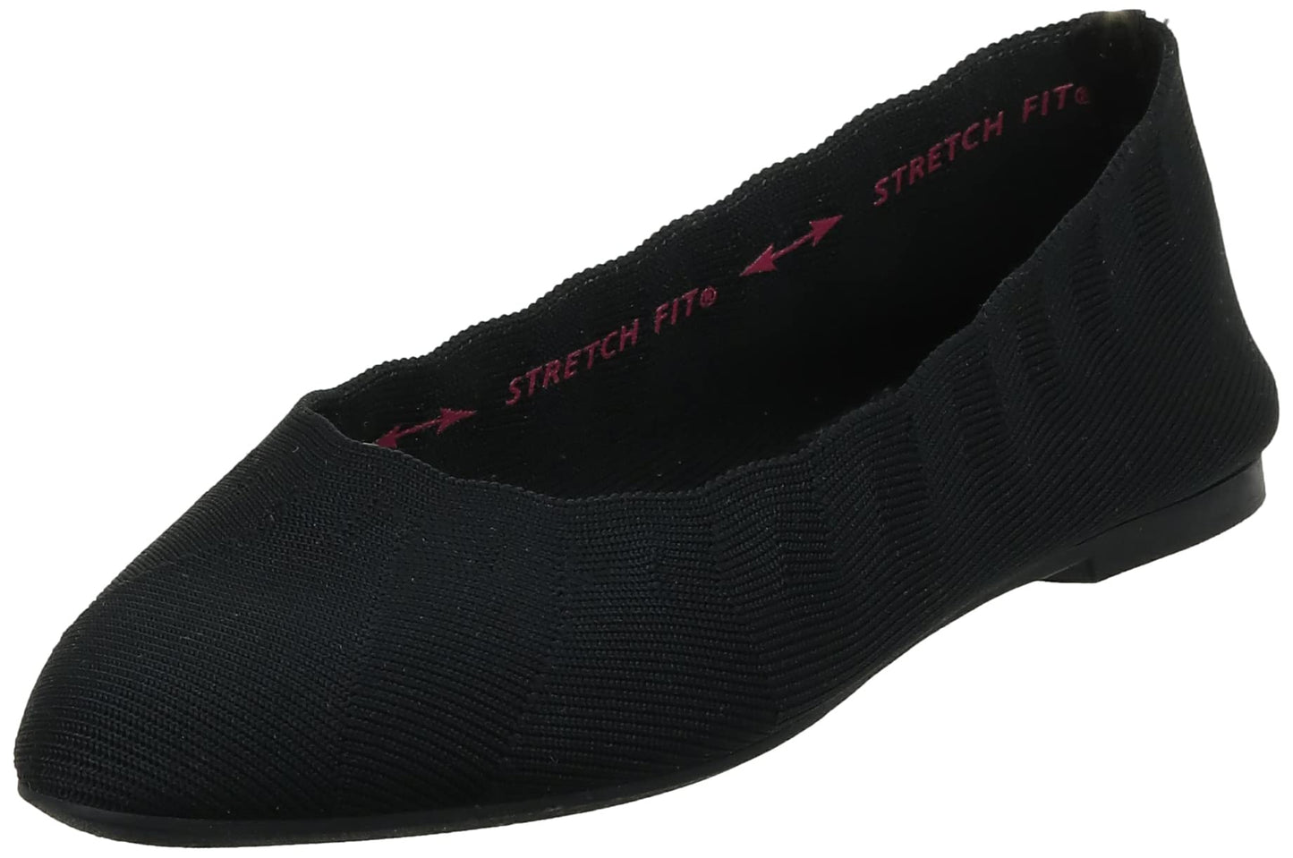 Skechers Womens Cleo Bewitched - Engineered Knit Skimmer Ballet Flat, Black, 85 Us