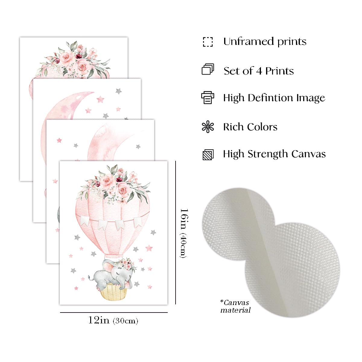 Canssape Set Of 4 Baby Wall Decor Pink Nursery Wall Art Decor For Girls Dream Big Little One Pink Elephant Kids Room Decor Poste