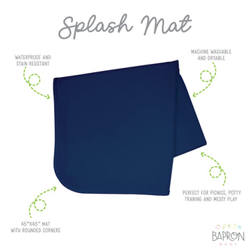 Bapronbaby Minimalist Navy Splash Mat - Waterproof Catch-All For Under High Chairs, Floors, Tables, Playtime Or Arts & Crafts -