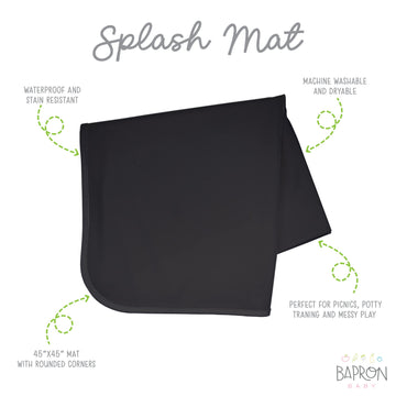 Bapronbaby Minimalist Black Splash Mat - Waterproof Catch-All For Under High Chairs, Floors, Tables, Playtime Or Arts & Crafts -