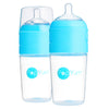 Popyum 9 Oz Blue Anti-Colic Formula Making/Mixing/Dispenser Baby Bottles, 2-Pack With #2 Medium Flow Nipples, 260 Ml, Bpa-Free,