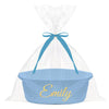 Hutario Personalized Woven Basket Embroidered Name With Gift Bags And Ribbons,Empty Small Rope Basket,Durable Storage Custom Blu