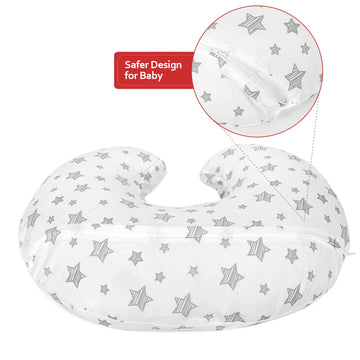 Nursing Pillow Cover White With Star Print, Snug Fits Boppy Nursing Pillows, Breastfeeding Nursing Pillow Slipcovers Super Soft,
