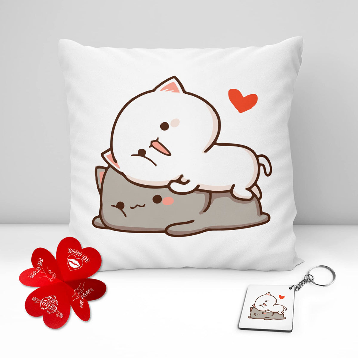 K1Gifts Peach and Goma Mochi Cat Pillow Cushion, Gifts for him, Her, Girlfriend, Valentines Gift for Girlfriend, Valentine Pillo