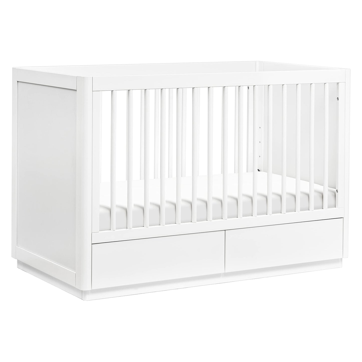 Babyletto Bento 3-in-1 Convertible Storage Crib with Toddler Bed Conversion Kit in White, Undercrib Storage Drawers, Greenguard