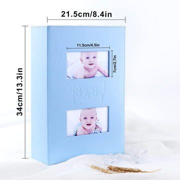 Ywlake Baby Boy Photo Album 4X6 300 Pocket Pictures, Leather Cover Newborn Shower Boy Bebe Album Holds 300 Horizontal Pictures B