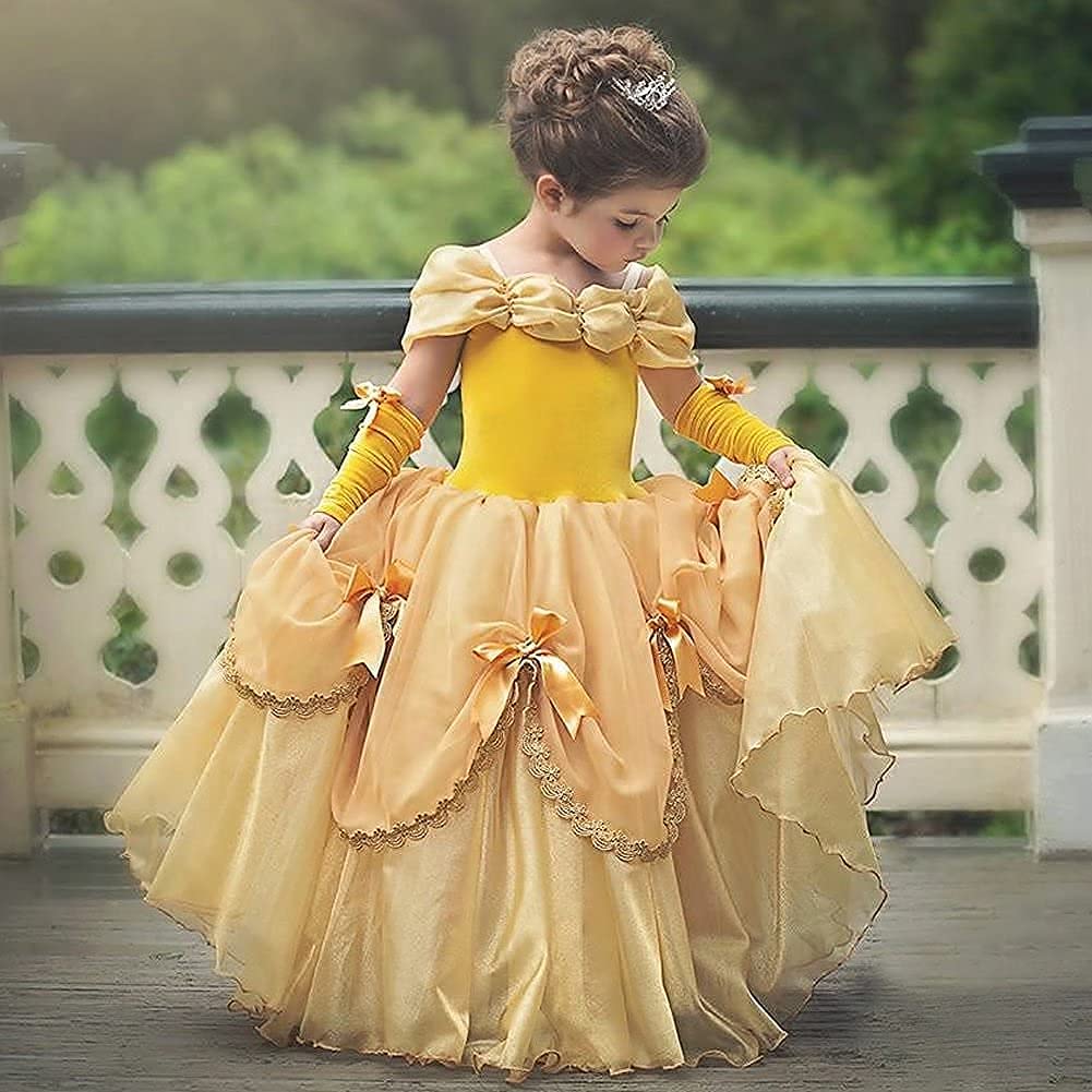 Mdycw Puffy Princess Dress Off Shoulder Layered Costume, Special Occasion Dresses For Toddler Girls Age 4-5 Years, Ultra Soft La