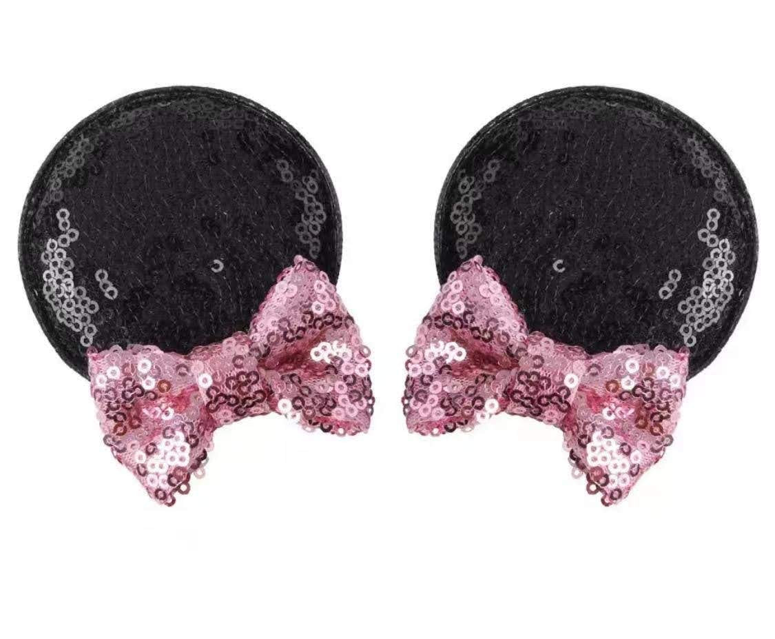 Clgift Minnie Ears Baby/Toddler Headband, Minnie Baby Ears, Minnie Ears Baby Headband, Toddler Headband (Black Pink Hair Clip)