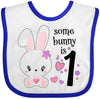 Inktastic Somebunny Is One- First Birthday Bunny Baby Bib White And Royal 34331