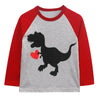 Toddler Boys Girls Valentines Day Gifts Dinosaur Love Heart Shirt For Kids Red Raglan Tees 5 Years