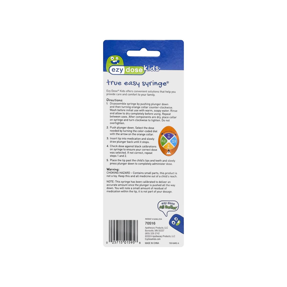 Ezy Dose Kids Baby Oral Syringe & Dispenser With Cleaning Brush, True Easy Design For Liquid Medicine, Easy To Control, 10 Ml/2