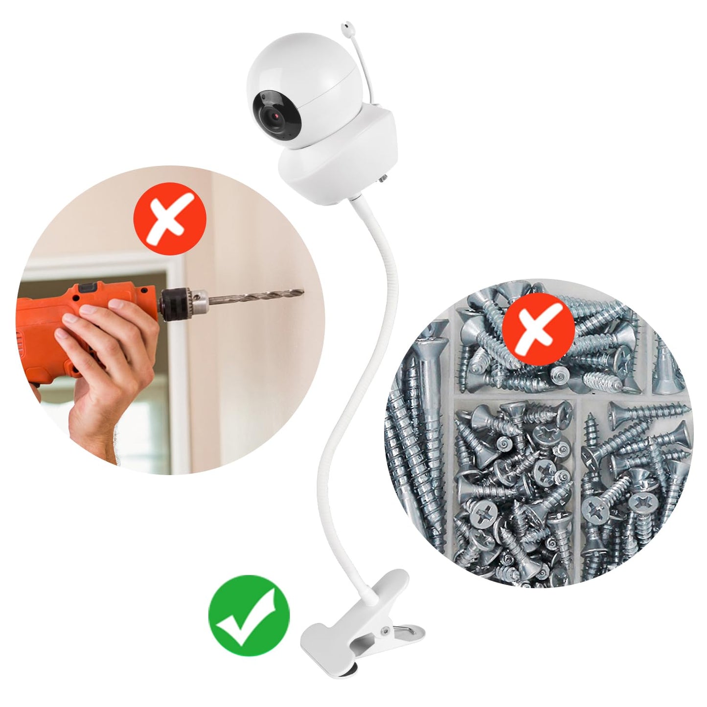 Flexible Baby Monitor Mount For Babysense V43/Hds2/V24R Video Baby Monitor, Gooseneck Baby Monitor Stand With Perfect View Angle