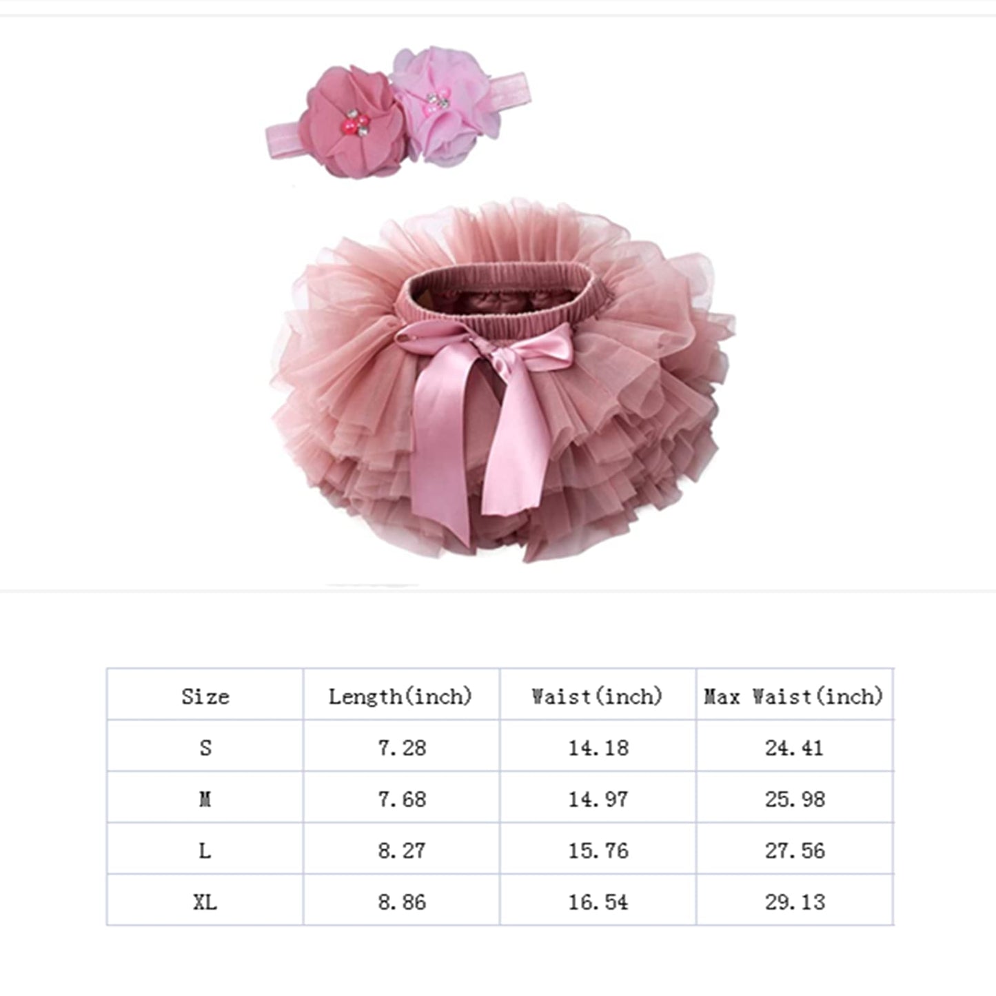 Baby Girls Tutu Skirt With Diaper Cover Cotton Tulle Bloomers And Headband Sets Bean Sand 6-12 Months
