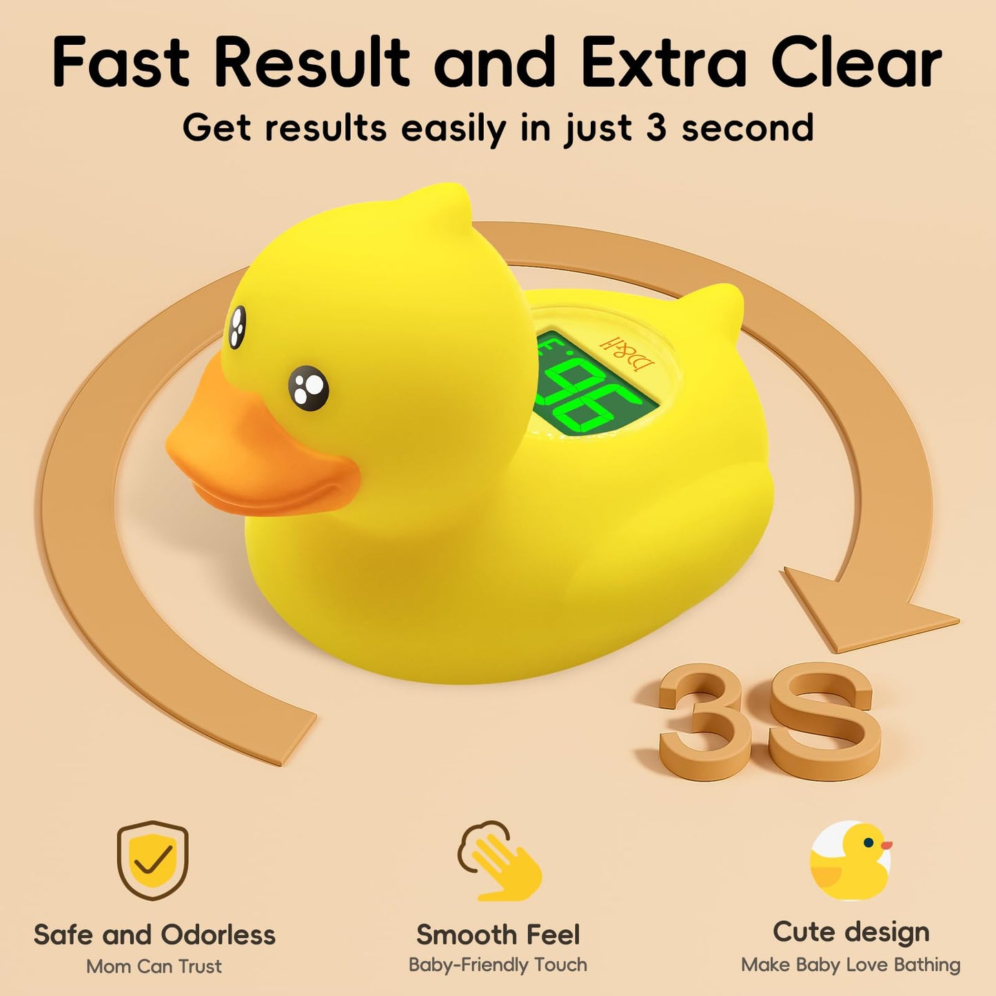 B&H Rechargeable Baby Bath Thermometer, Digital Floating Shower Thermometer For Newborn Bathtub And Room, Upgraded Turn Off Func